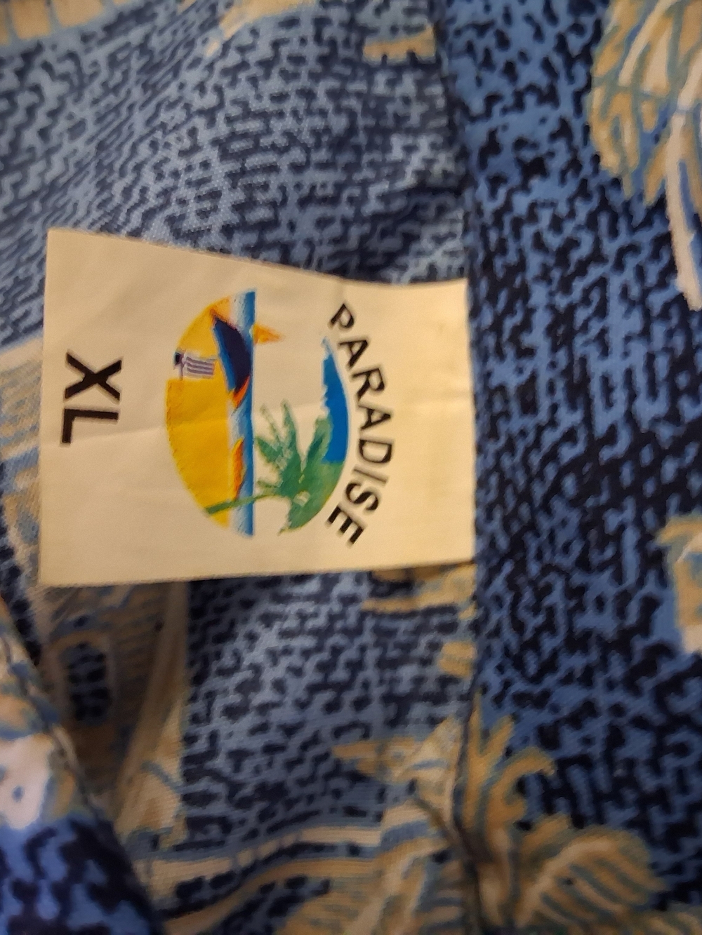 Blue Tropical Print Short-Sleeve Button-Down Shirt - Picture 3 of 3